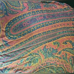 RALPH LAUREN King Bedskirt Dust Ruffle Greycliff Paisley Burgundy Green NWOT